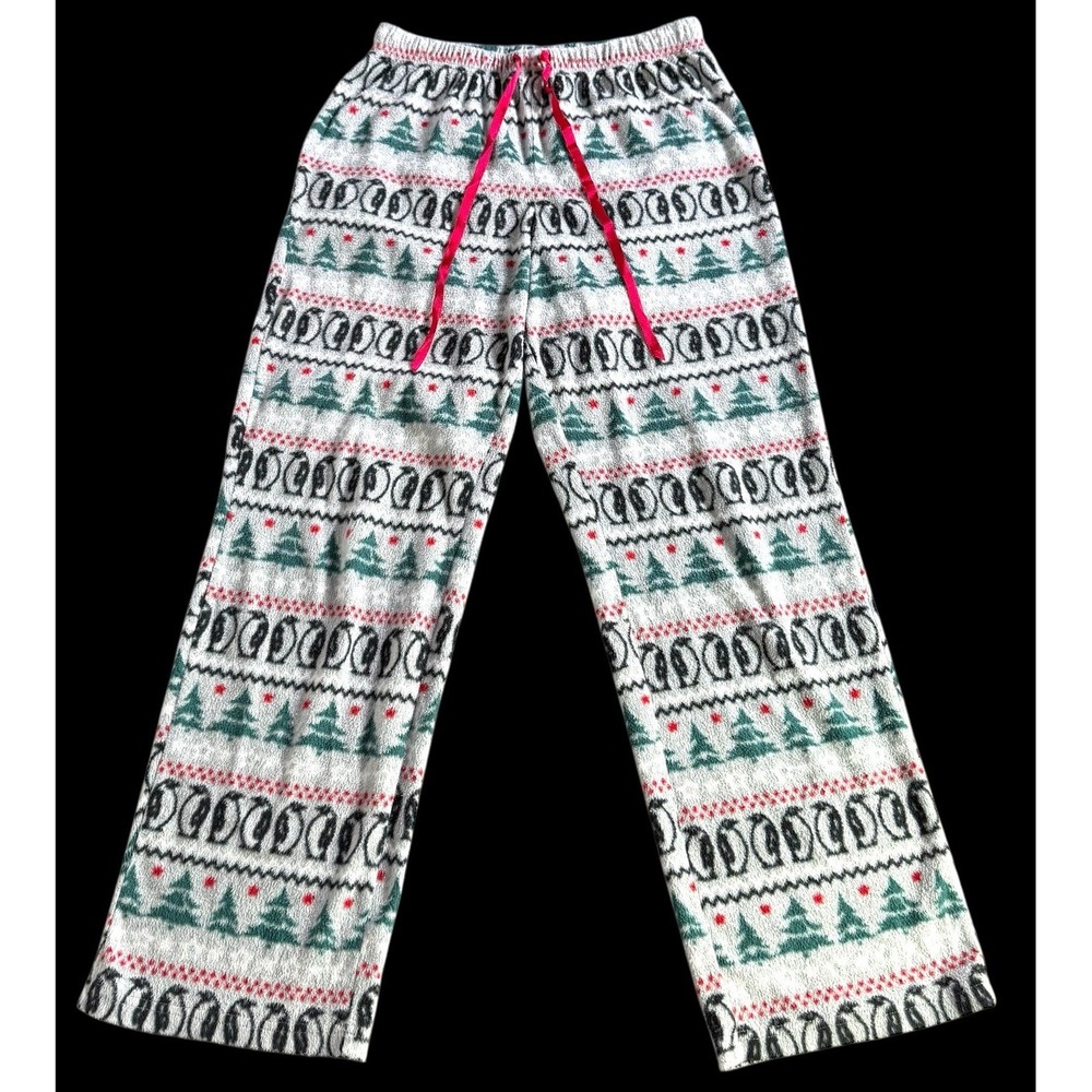 Croft & Barrow Faux Fur Lounge Gray Christmas Penguins Pajama Pants - SIZE‎ XS